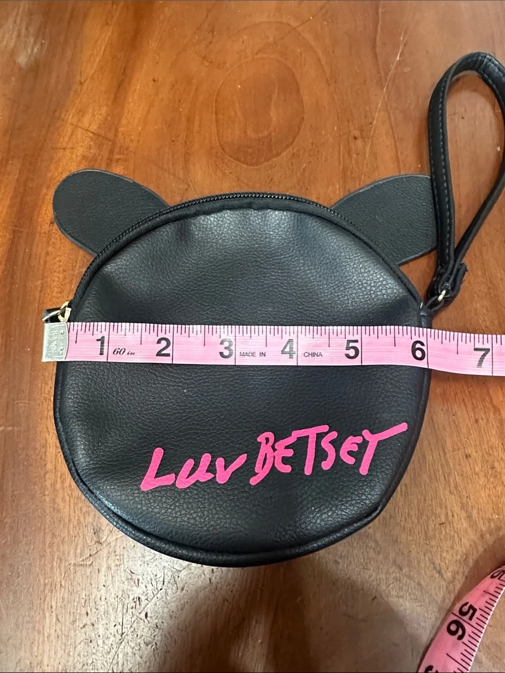 Betsey Johnson Puppy Face Wristlet with Pink Heart Nose